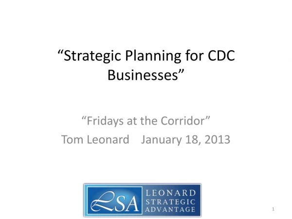 “Strategic Planning for CDC Businesses”