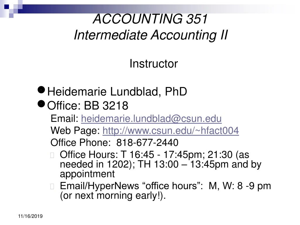 accounting 351 intermediate accounting ii