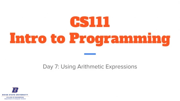 CS111 Intro to Programming