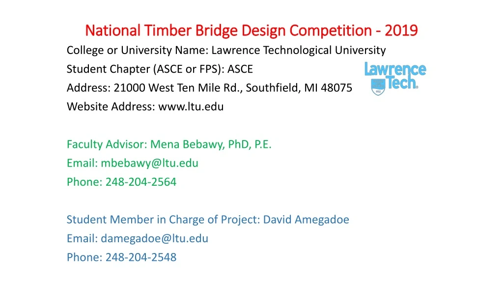 national timber bridge design competition 2019