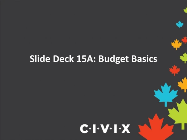 Slide Deck 15A : Budget Basics