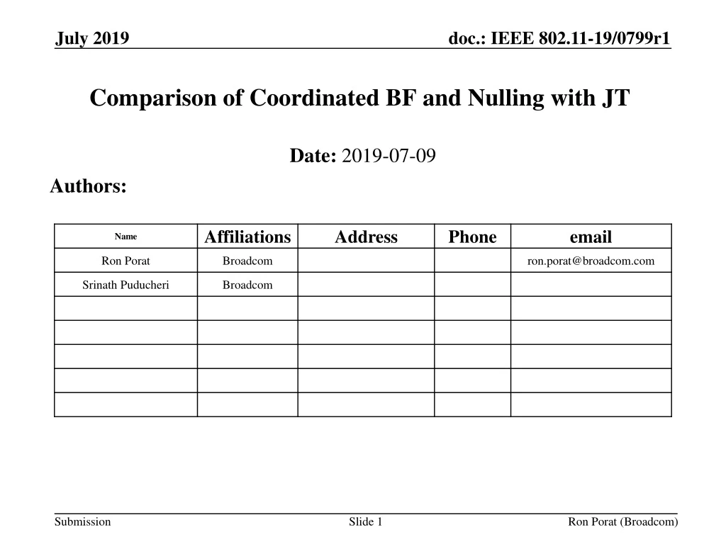 comparison of coordinated bf and nulling with jt