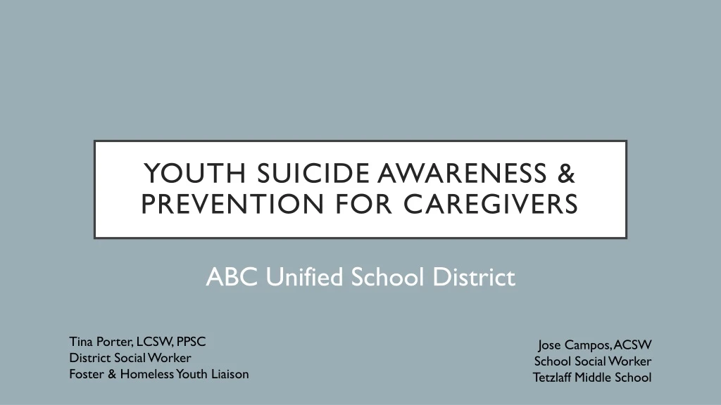 youth suicide awareness prevention for caregivers