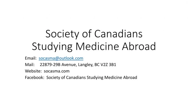 Society of Canadians Studying Medicine Abroad