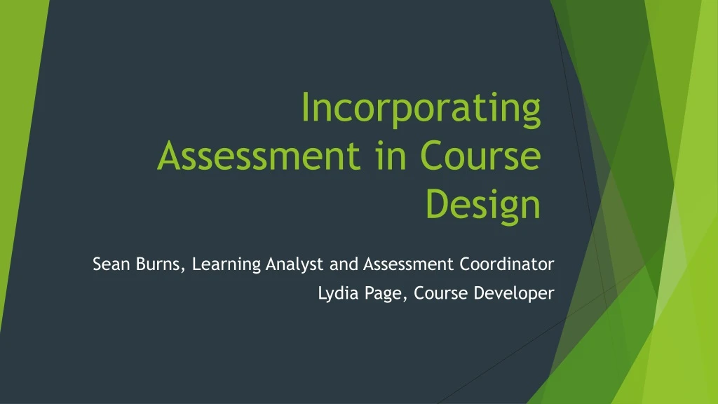 incorporating assessment in course design