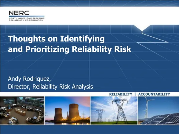 Thoughts on Identifying and Prioritizing Reliability Risk Andy Rodriquez,