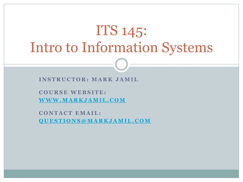 its 145 intro to information systems
