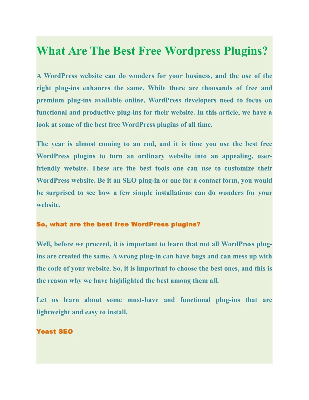 what are the best free wordpress plugins