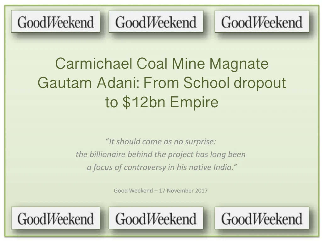 carmichael coal mine magnate gautam adani from school dropout to 12bn empire