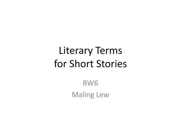Literary Terms for Short Stories