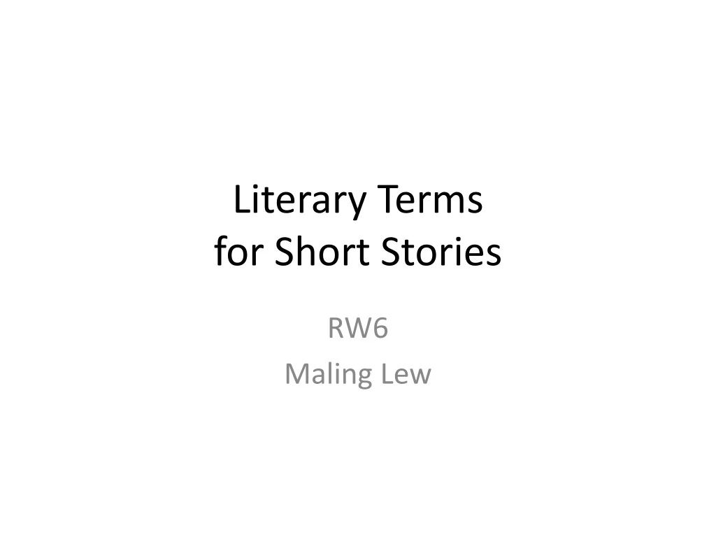 literary terms for short stories