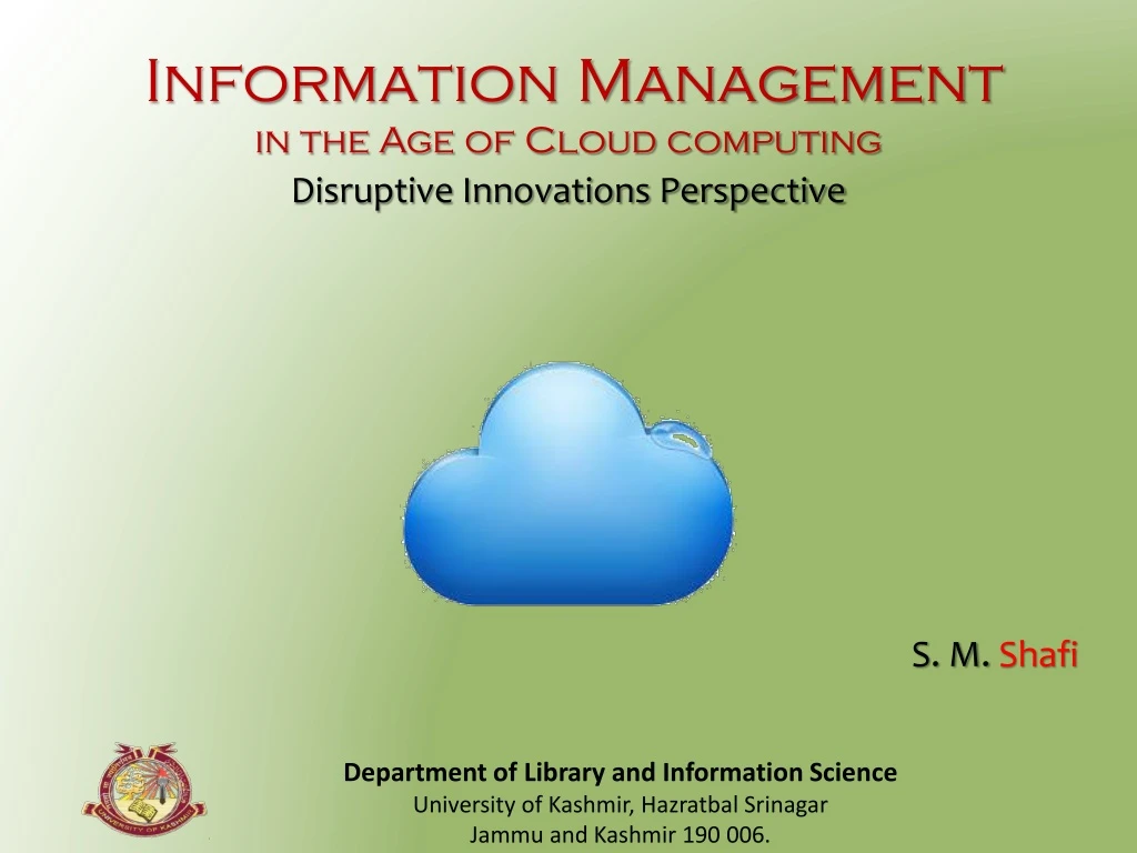 information management in the age of cloud
