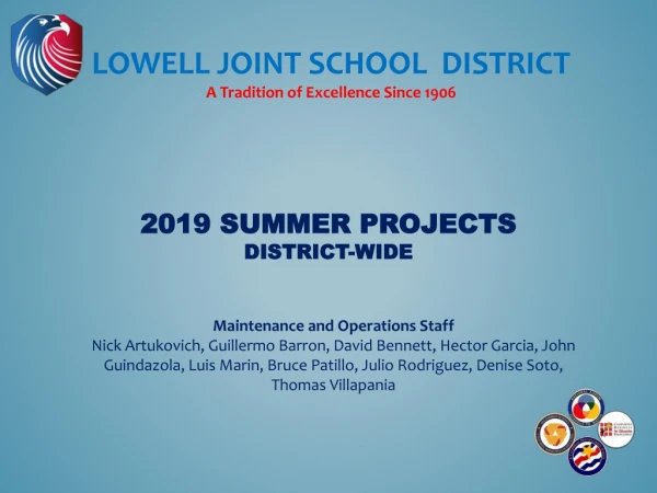 2019 Summer PROJECTS District-wide