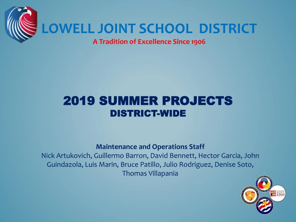 2019 summer projects district wide