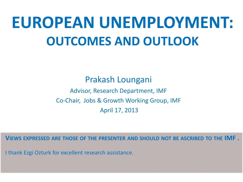 european unemployment outcomes and outlook