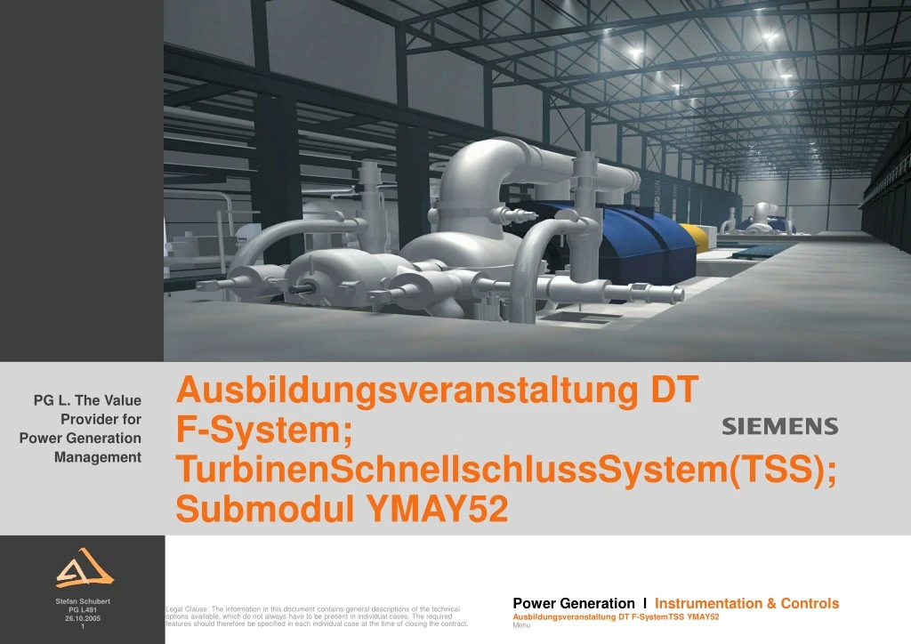 ausbildungsveranstaltung dt f system turbinenschnellschlusssystem tss submodul ymay52