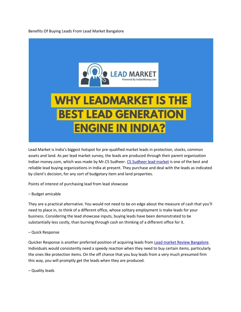 benefits of buying leads from lead market