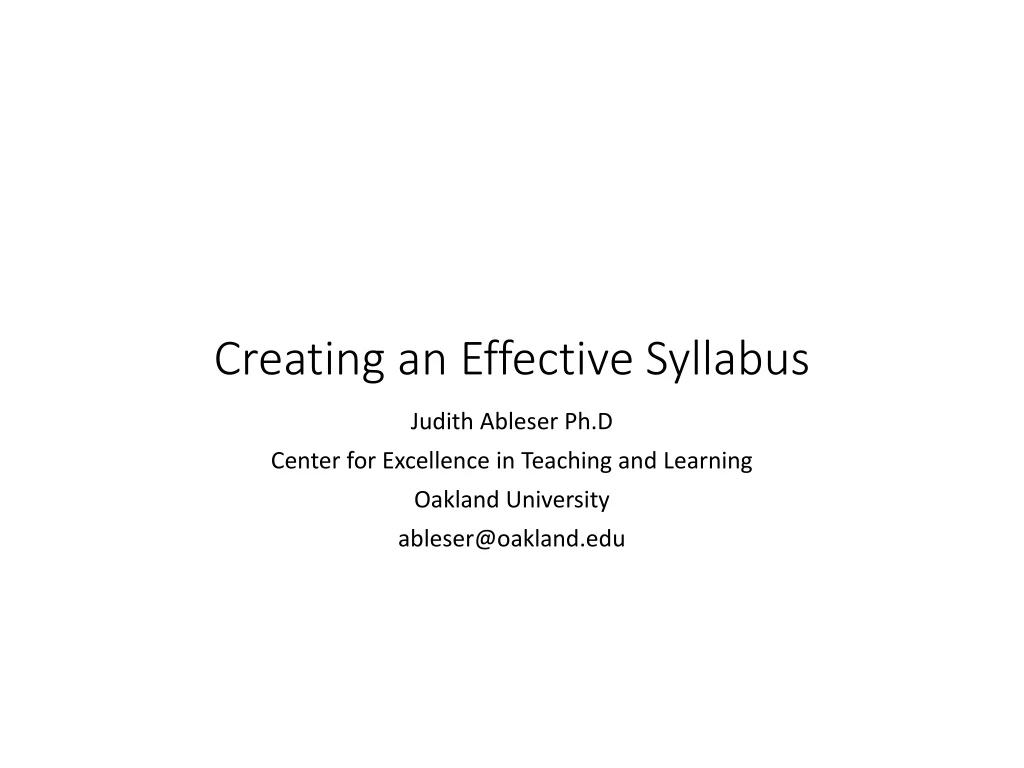 creating an effective syllabus