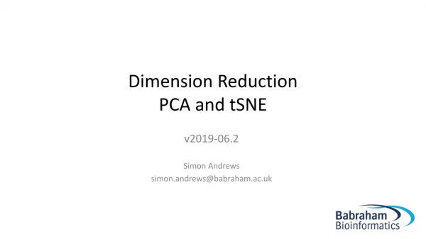 Dimension Reduction PCA and tSNE