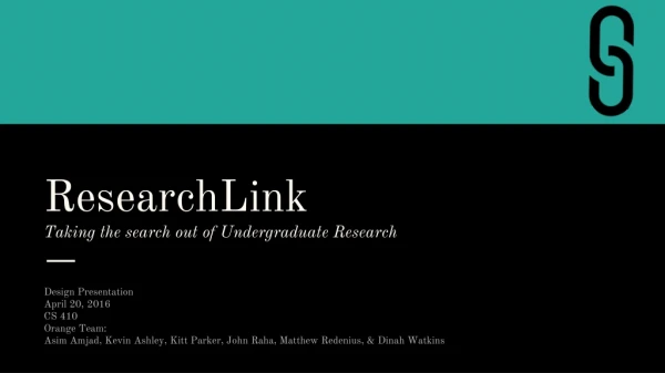ResearchLink Taking the search out of Undergraduate Research