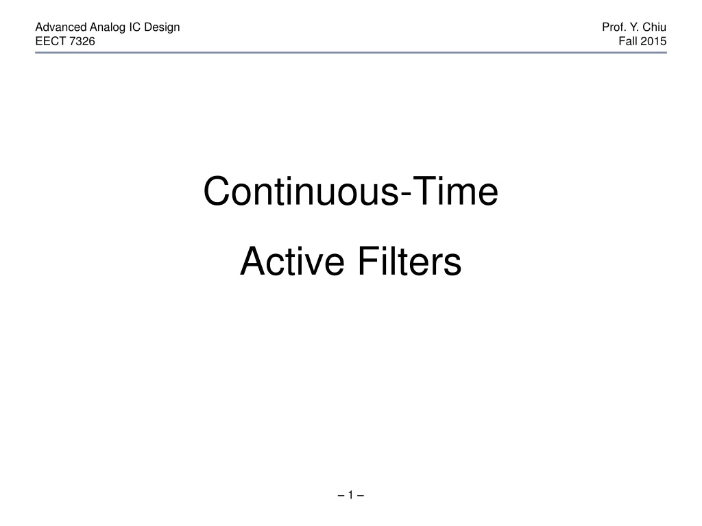 continuous time active filters