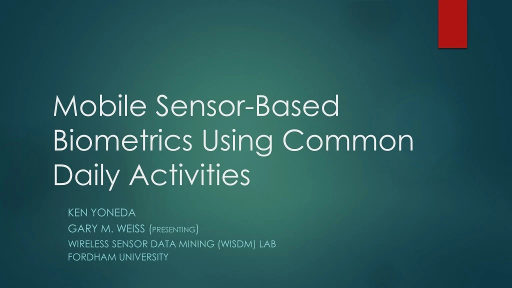 mobile sensor based biometrics using common daily activities