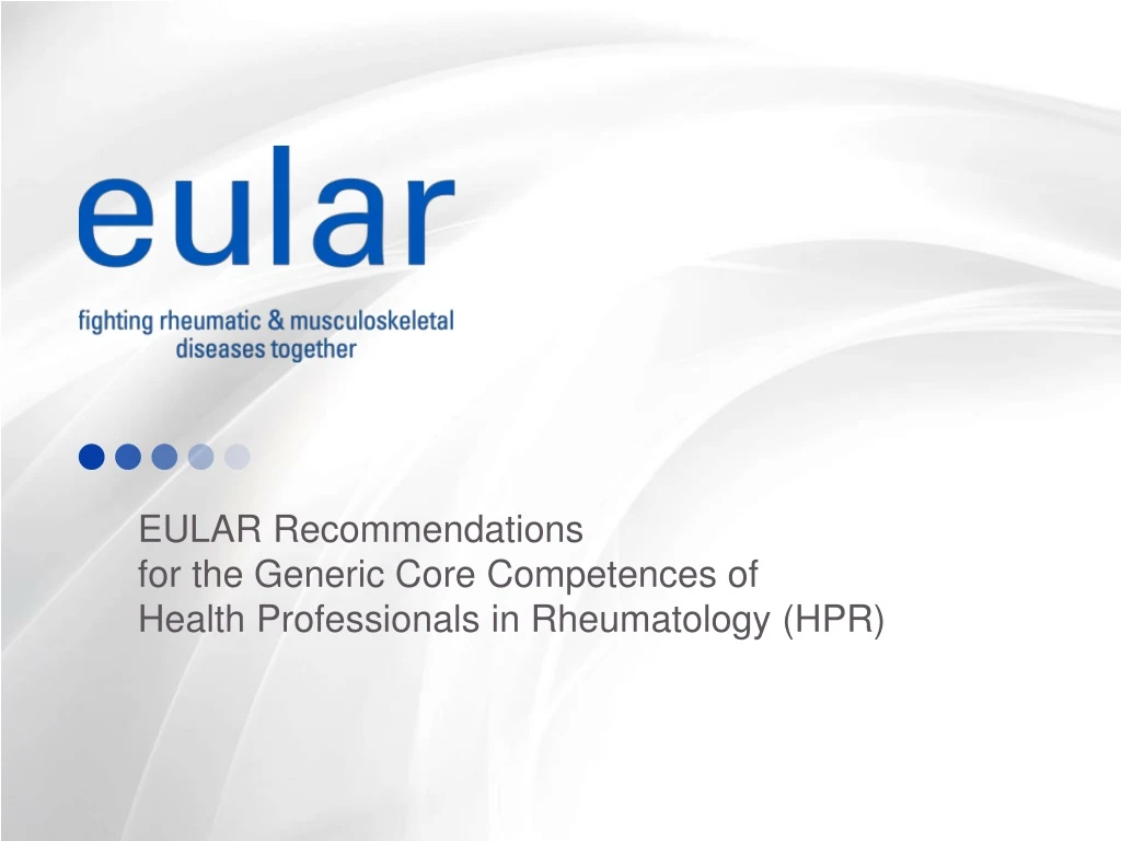 eular recommendations for the generic core competences of health professionals in rheumatology hpr