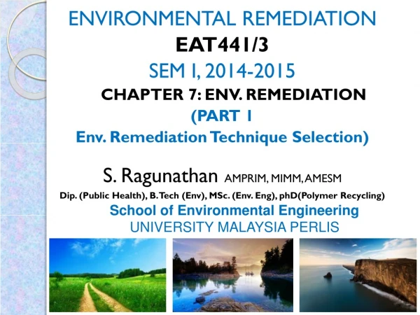 School of Environmental Engineering UNIVERSITY MALAYSIA PERLIS