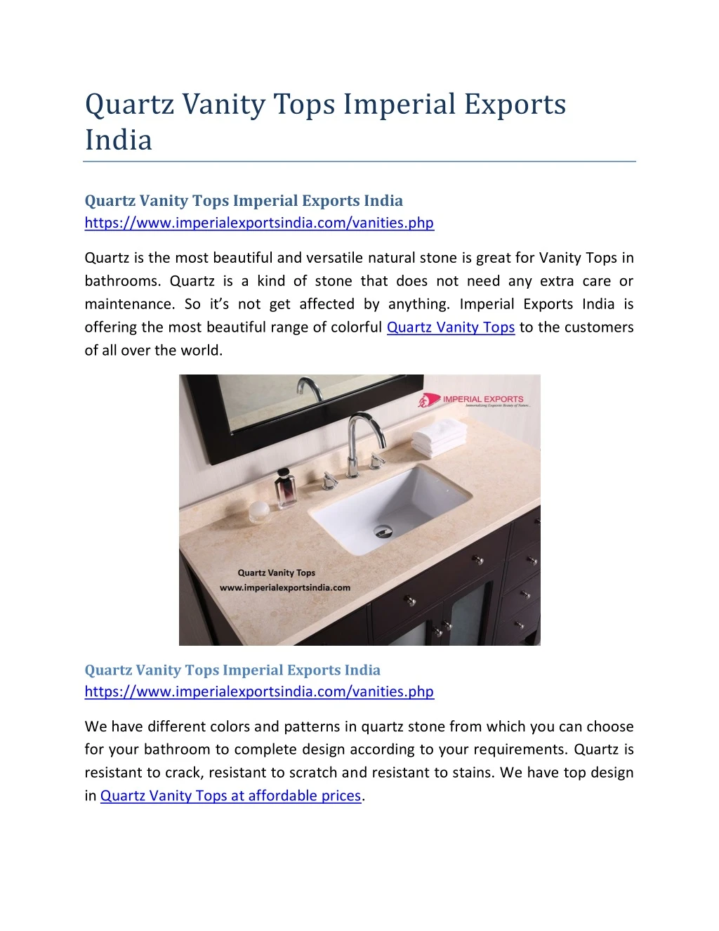 quartz vanity tops imperial exports india