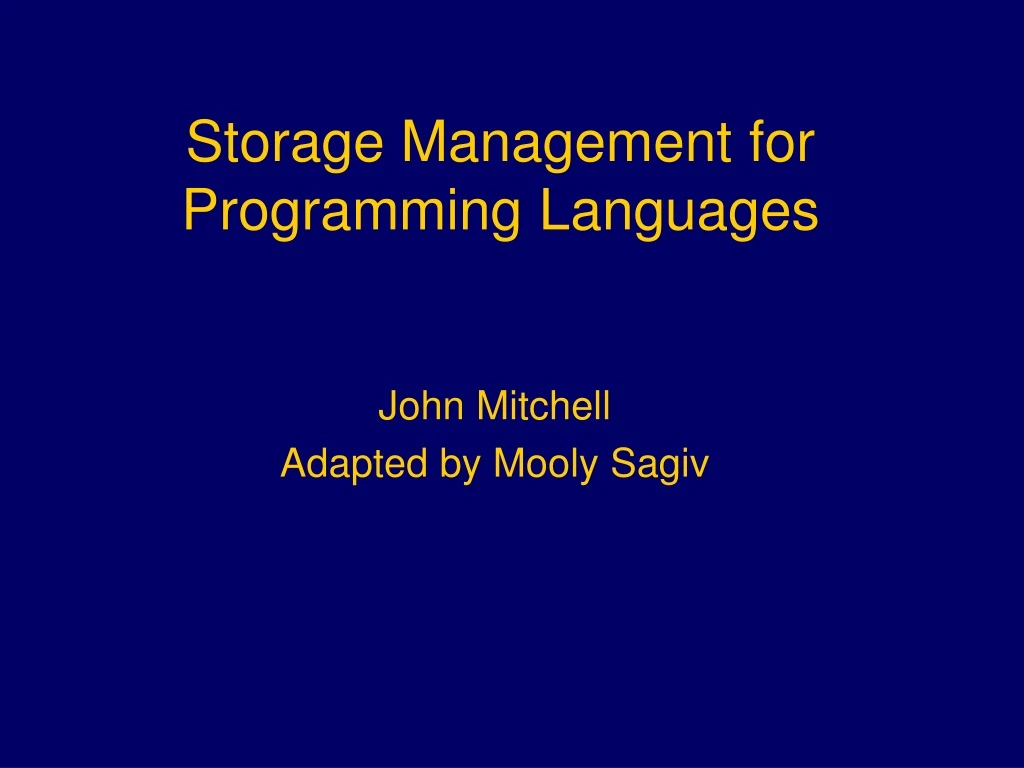 storage management for programming languages