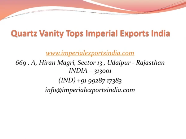Quartz Vanity Tops Imperial Exports India