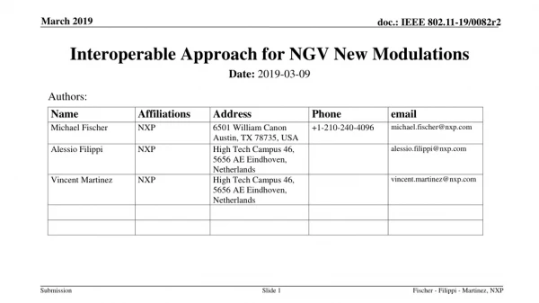 Interoperable Approach for NGV New Modulations