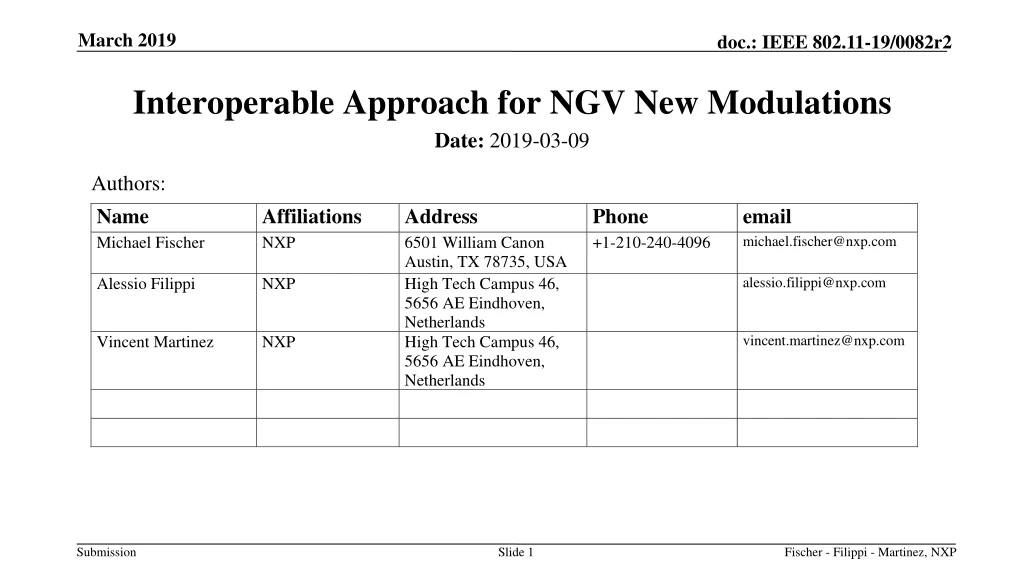 interoperable approach for ngv new modulations