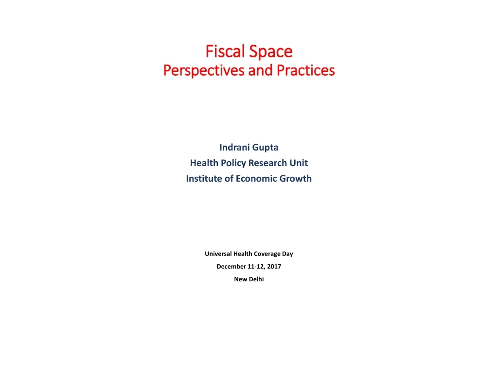 fiscal space perspectives and practices