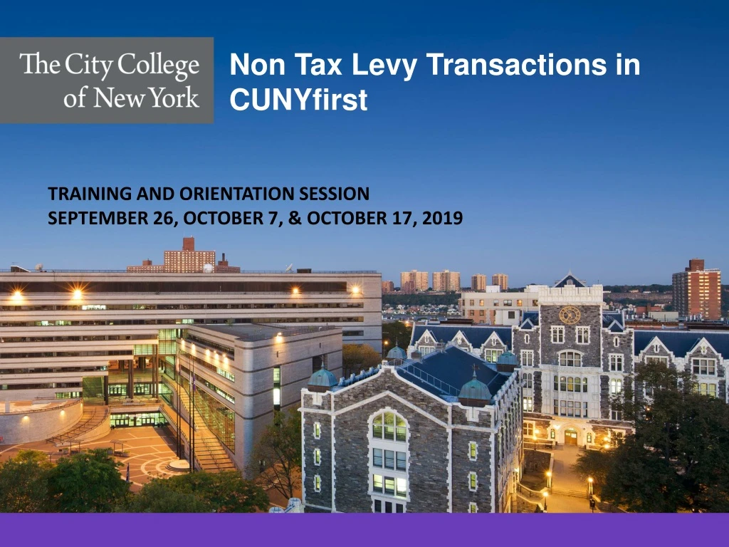 non tax levy transactions in cunyfirst