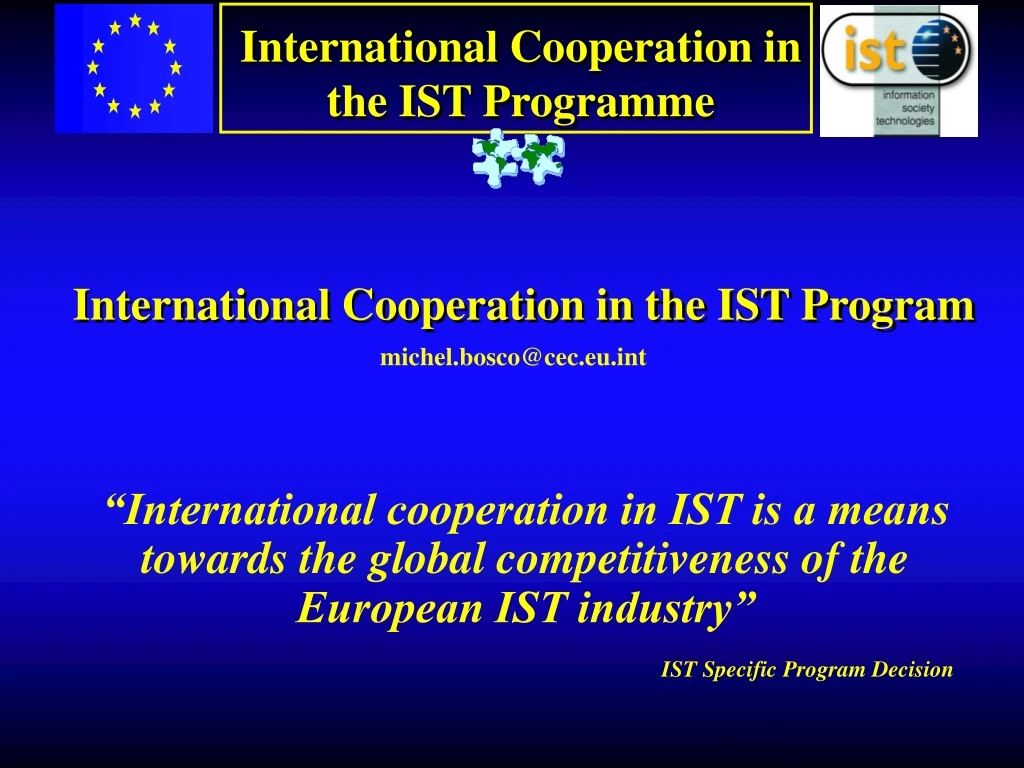 international cooperation in the ist programme