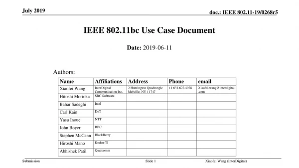 IEEE 802.11bc Use Case Document