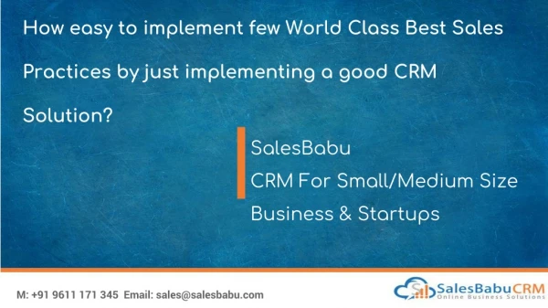how easy to implement few world class best sales