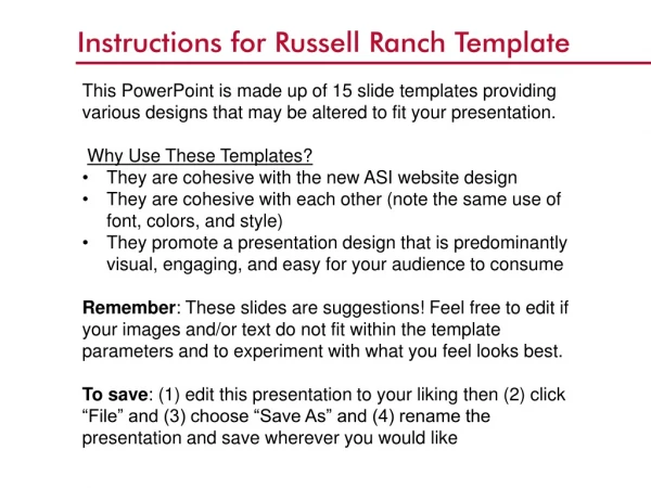 Instructions for Russell Ranch Template