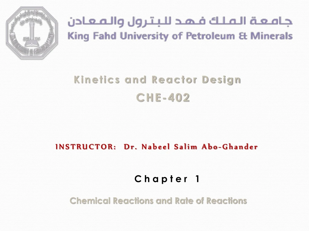 PPT - Kinetics And Reactor Design PowerPoint Presentation, Free ...