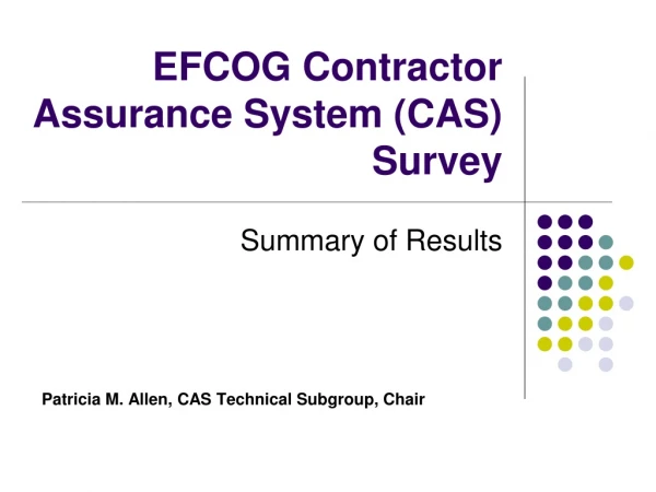 EFCOG Contractor Assurance System (CAS) Survey