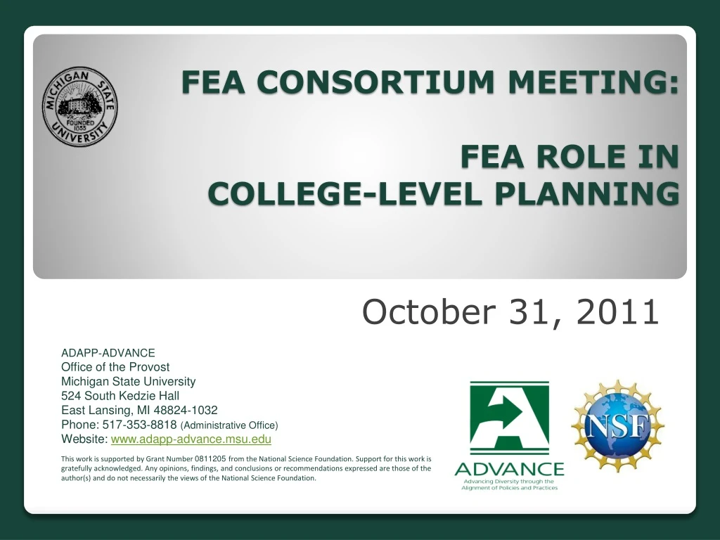 fea consortium meeting fea role in college level planning