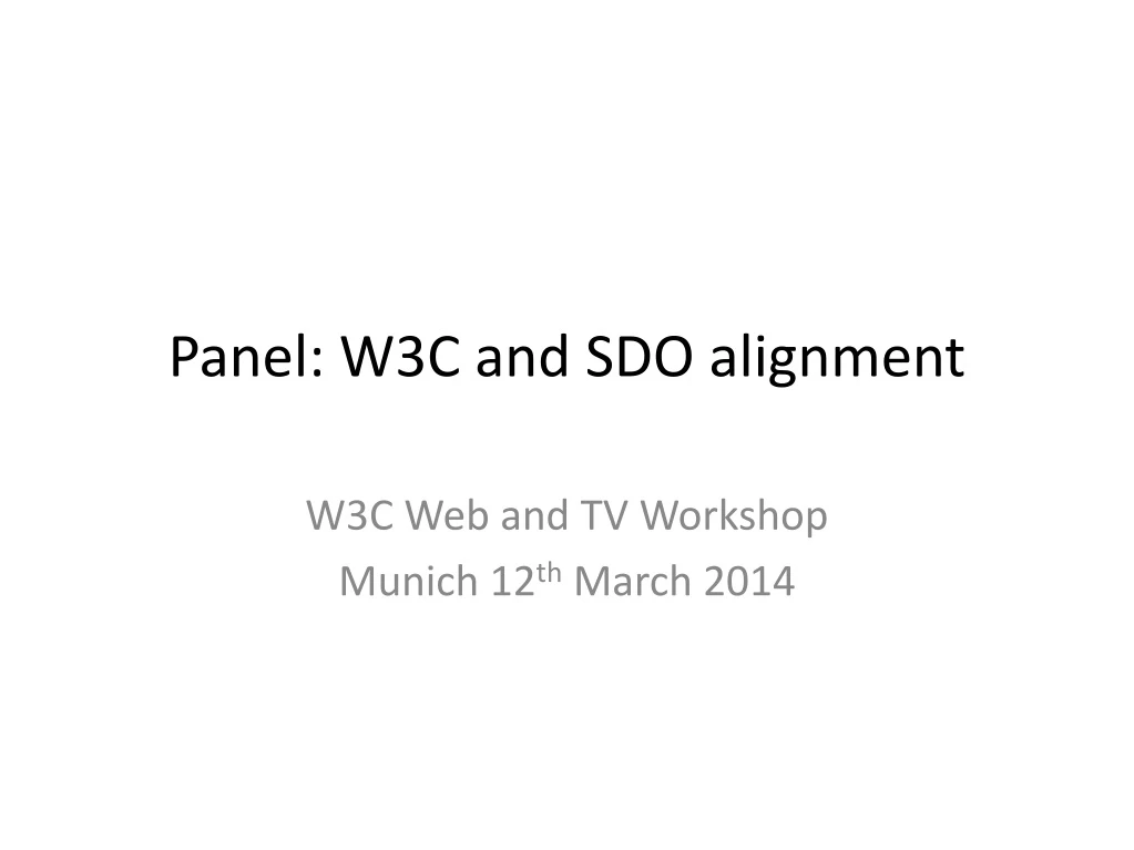 panel w3c and sdo alignment