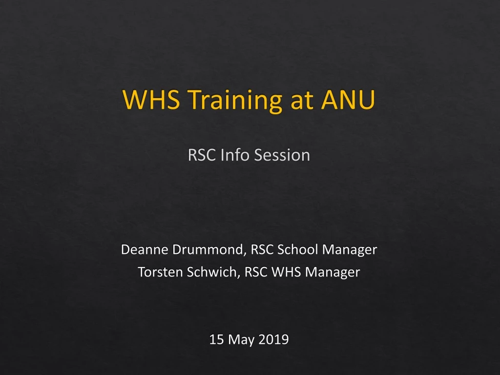 whs training at anu rsc info session