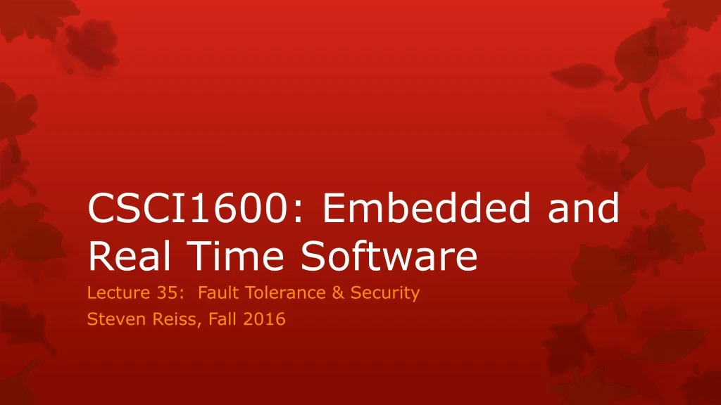 csci1600 embedded and real time software
