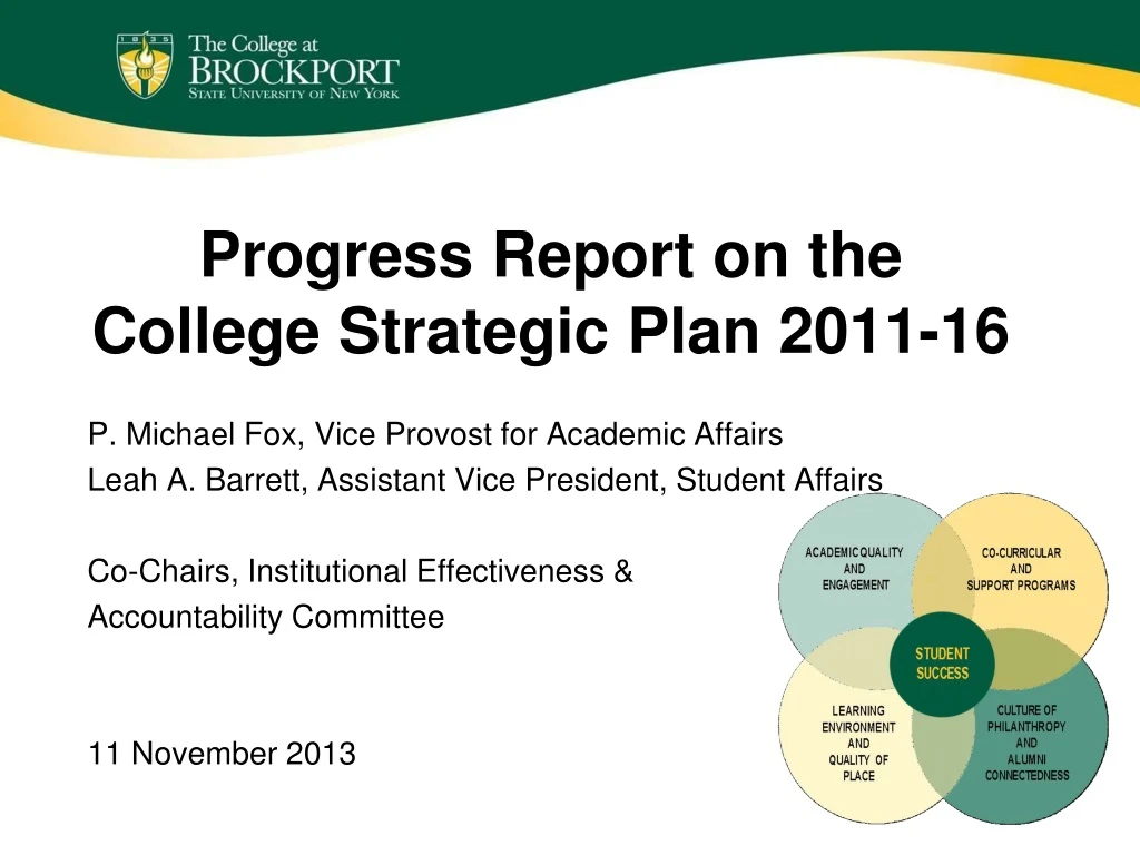 progress report on the college strategic plan 2011 16