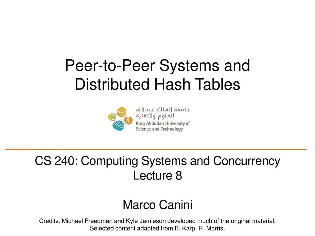 peer to peer systems and distributed hash tables