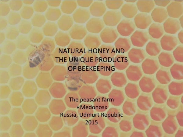 NATURAL HONEY AND THE UNIQUE PRODUCTS OF BEEKEEPING The peasant farm « Medonos »