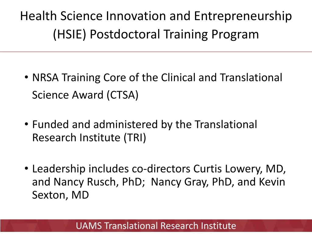health science innovation and entrepreneurship hsie postdoctoral training program
