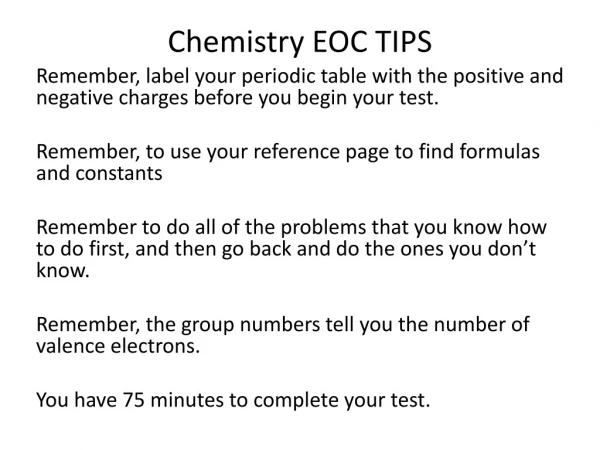 Chemistry EOC TIPS